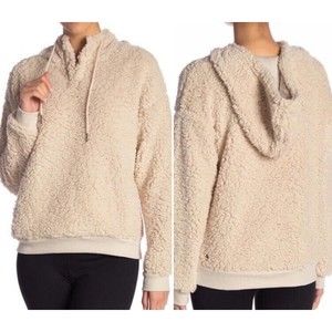 Z by Zella rare form hooded teddy bear pullover neutral beige L